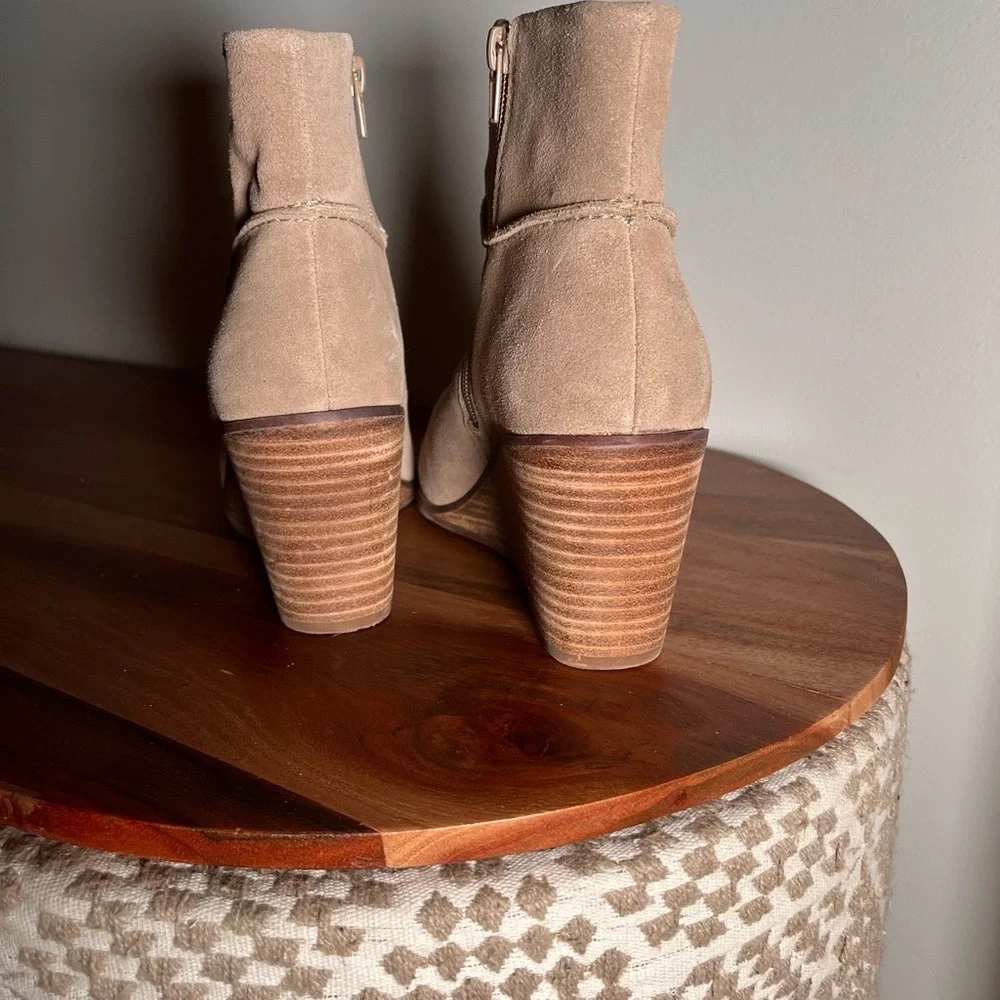 Lucky Brand Tan Suede Wedge Booties | Women's Casual Boho Ankle Boots‎